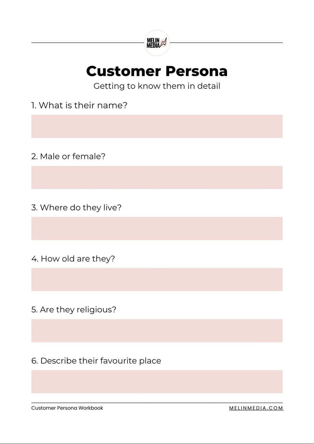 CUSTOMER PERSONA 50 Question Printable Workbook