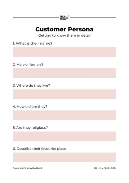 CUSTOMER PERSONA 50 Question Printable Workbook