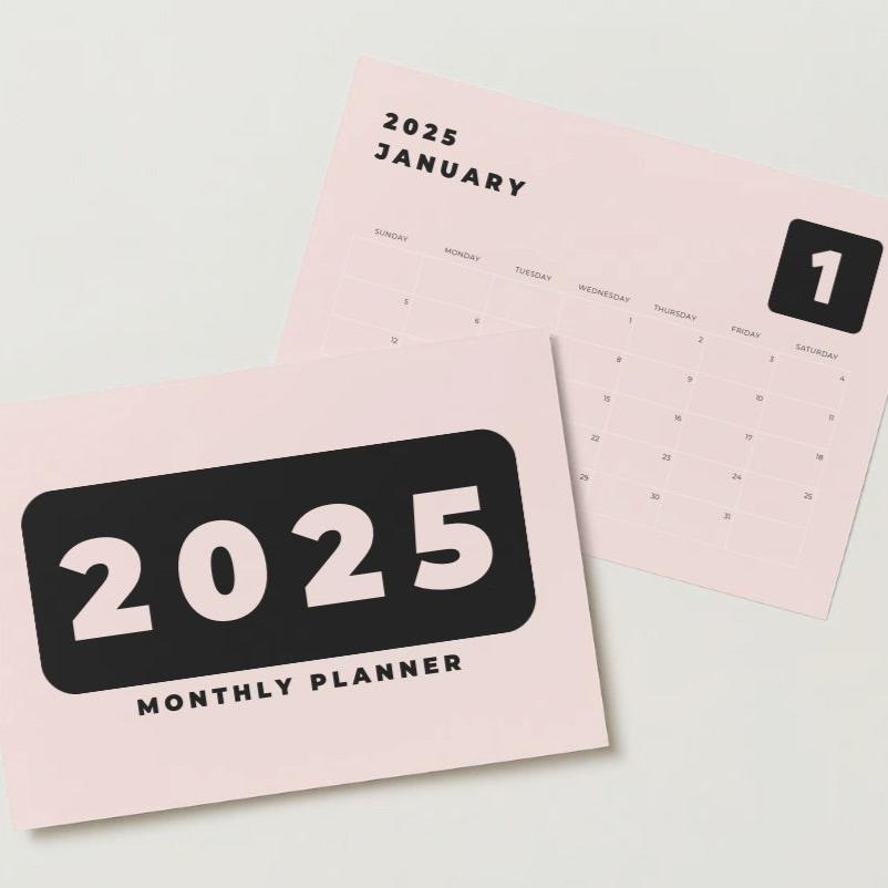 2025 A4 Monthly Printable Planner PDF - Square Number